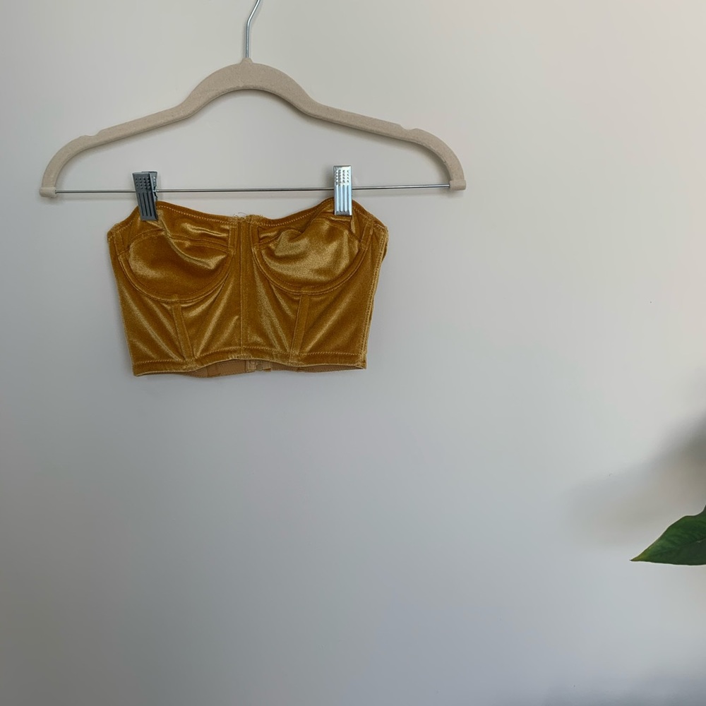 Urban Outfitters Gold Velvet Crop Corset Size S